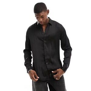 NEW ASOS Satin Shirt in Black